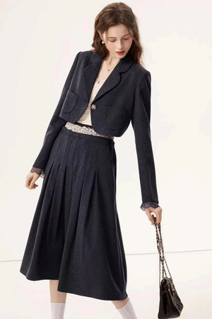 Linen Lace A-Line Skirt