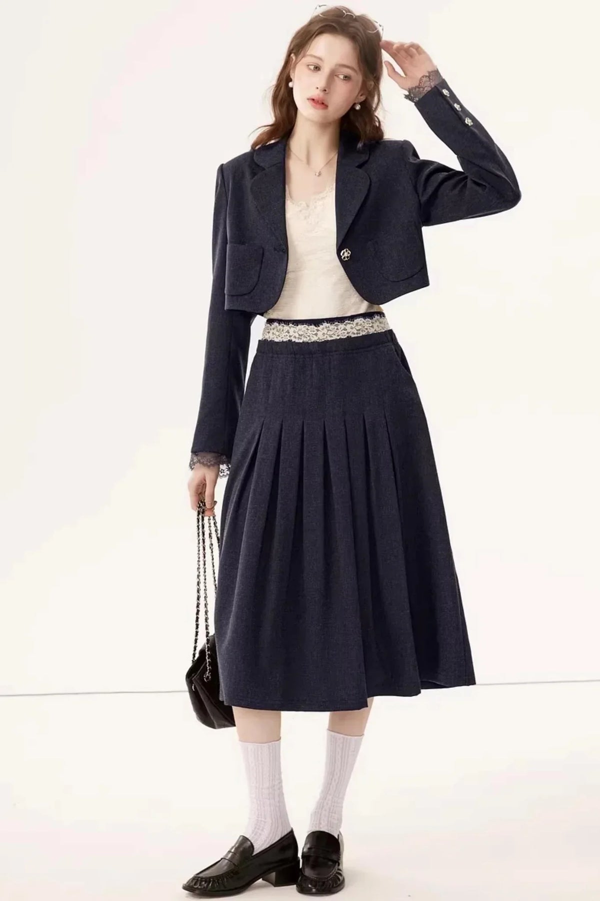 Linen Lace A-Line Skirt