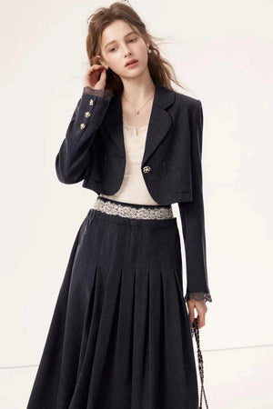 Linen Lace A-Line Skirt