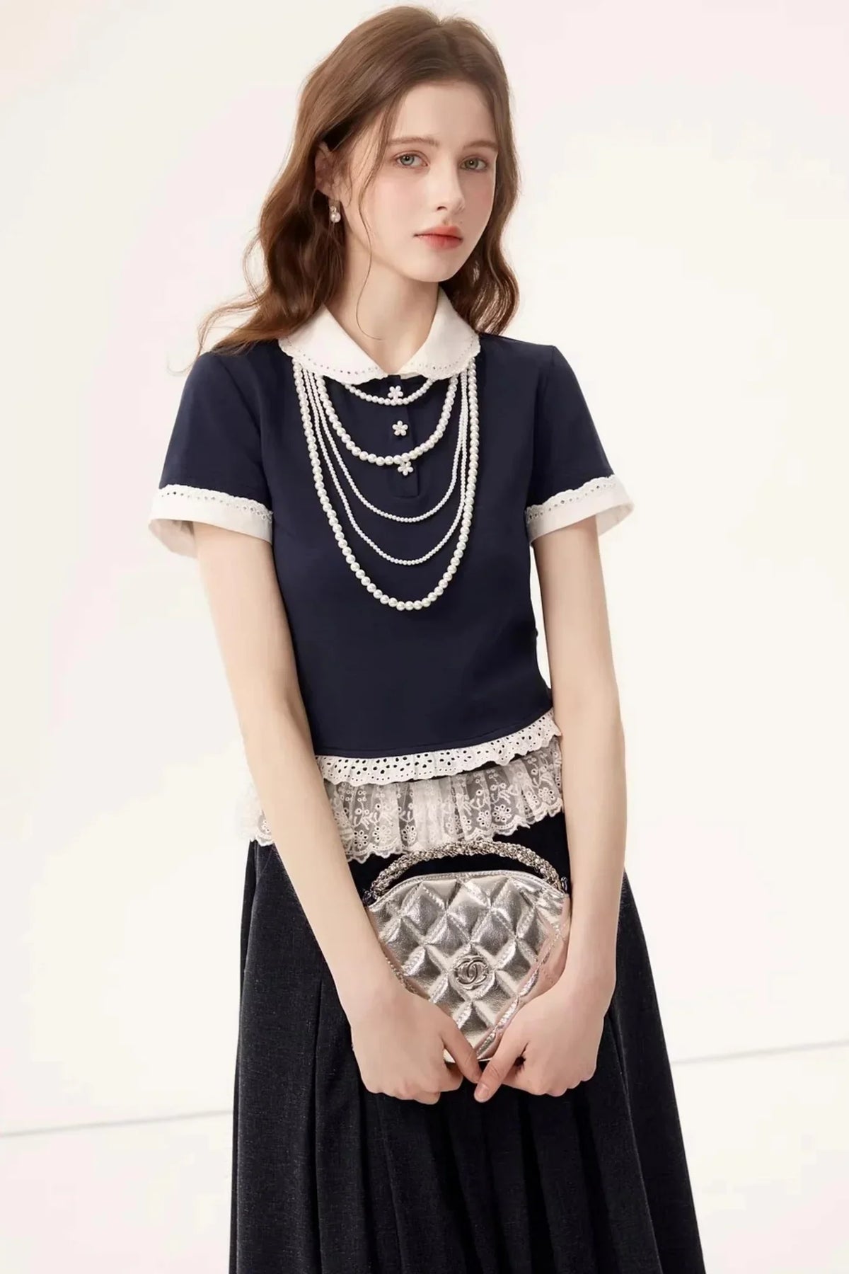 Linen Lace A-Line Skirt