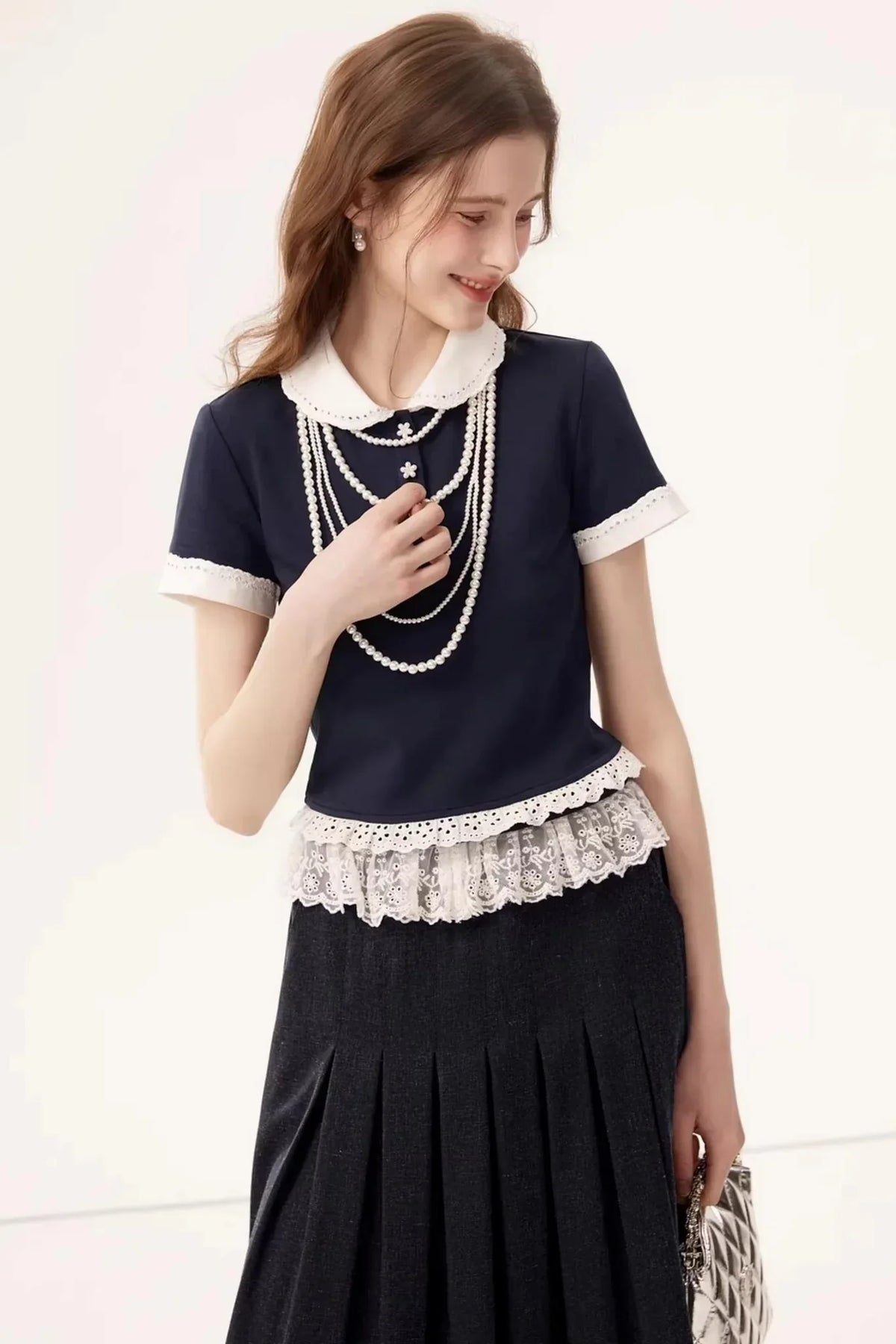 Linen Lace A-Line Skirt