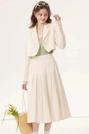 Linen Lace A-Line Skirt