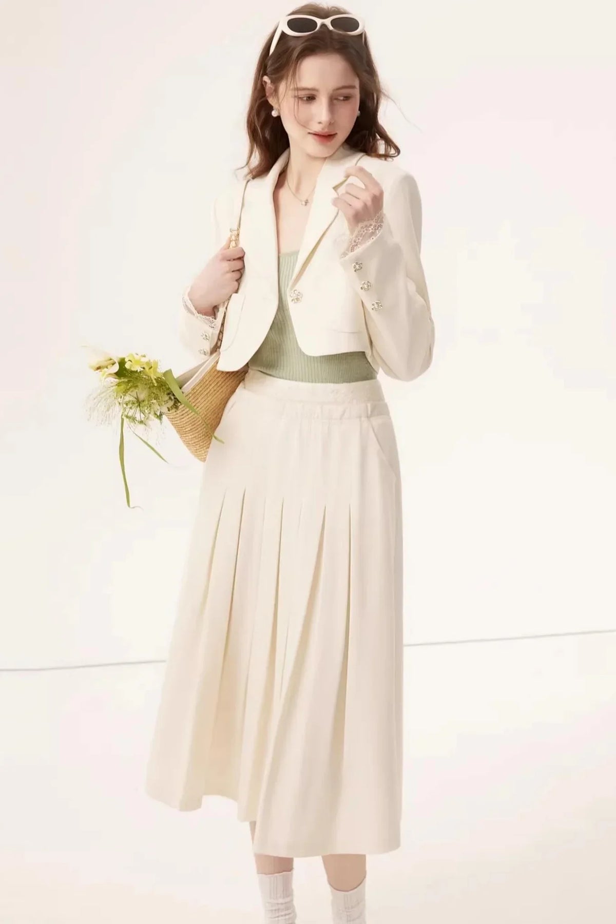 Linen Lace A-Line Skirt