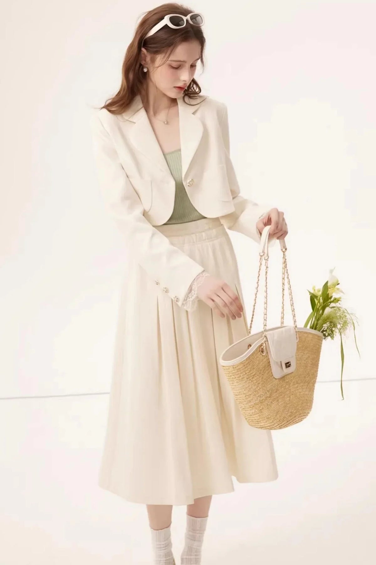 Linen Lace A-Line Skirt