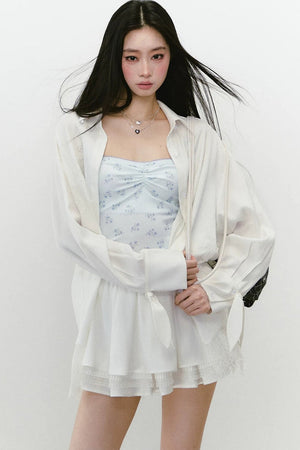 Linen Lace Beaded Top