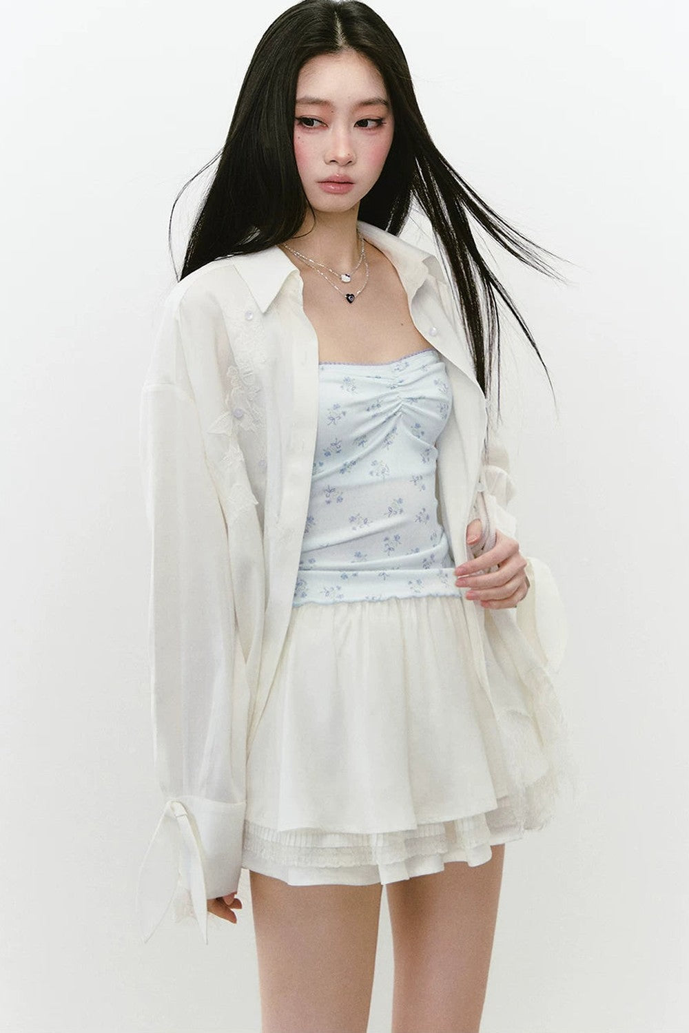 Linen Lace Beaded Top
