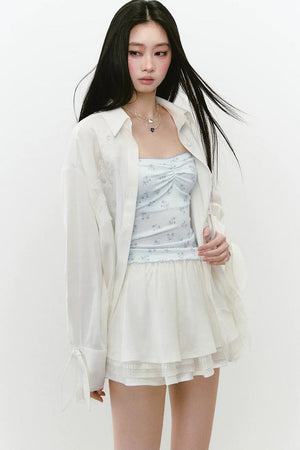 Linen Lace Beaded Top