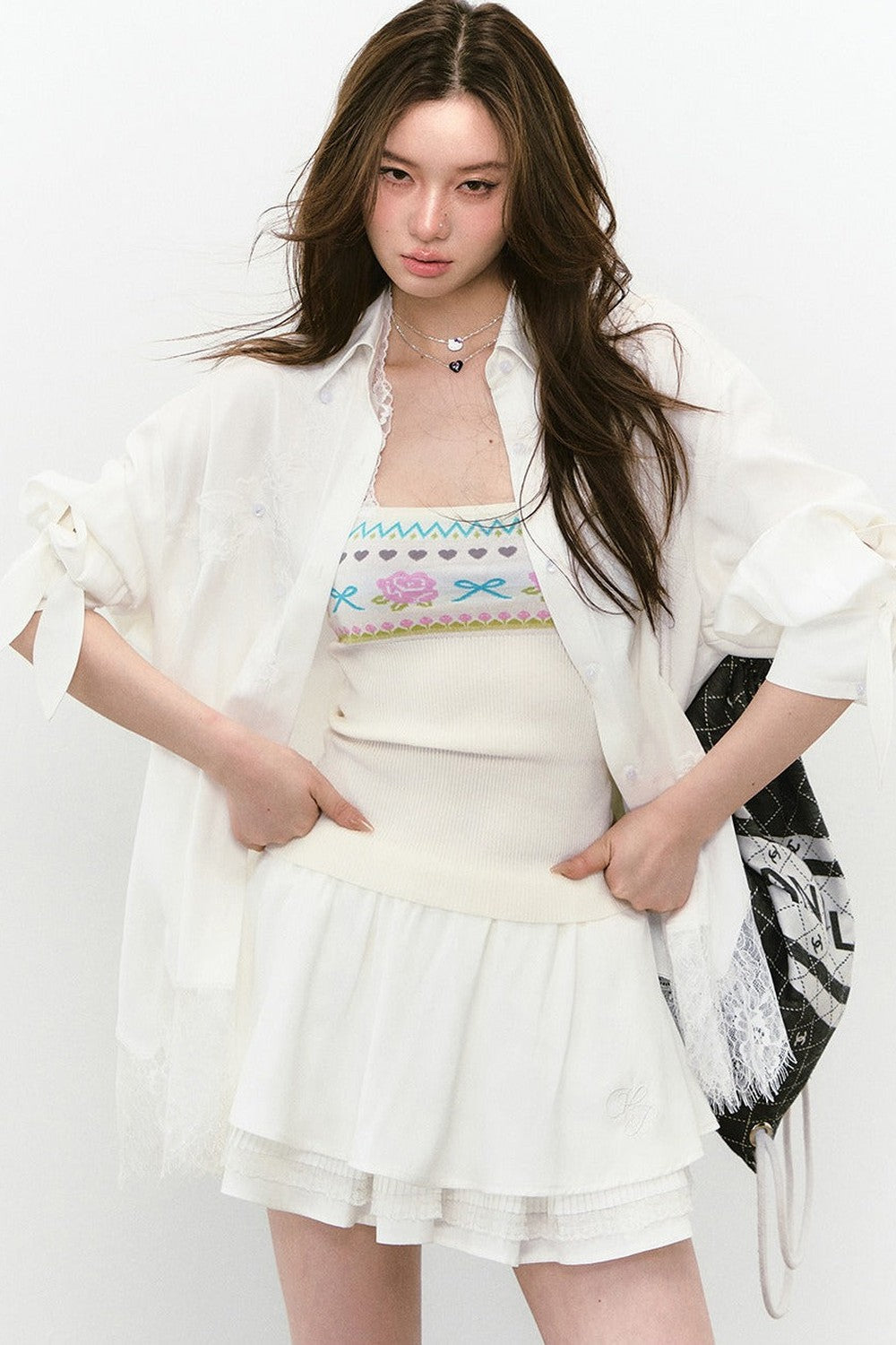 Linen Lace Beaded Top
