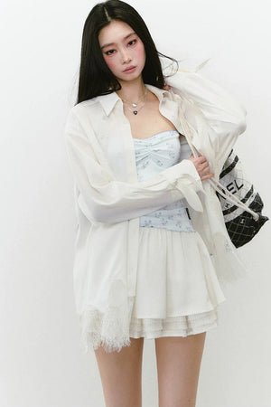 Linen Lace Beaded Top