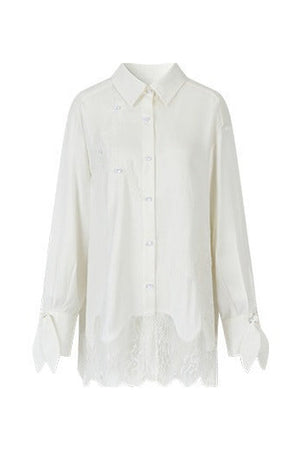 Linen Lace Beaded Top