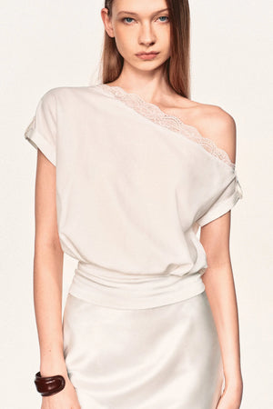 Linen Lace Off-Shoulder Blouse