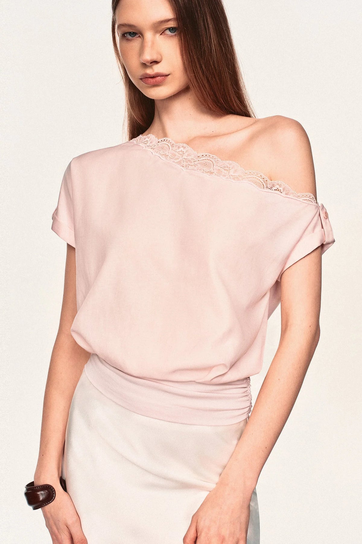 Linen Lace Off-Shoulder Blouse
