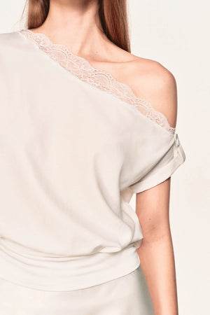 Linen Lace Off-Shoulder Blouse