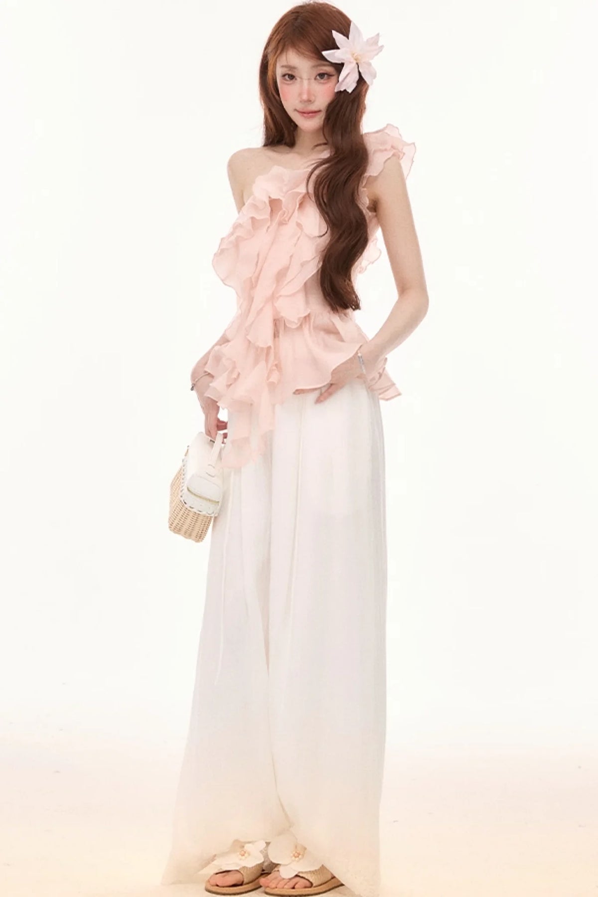 Linen Lace Off-Shoulder Top Set-Up