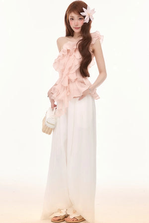 Linen Lace Off-Shoulder Top Set-Up