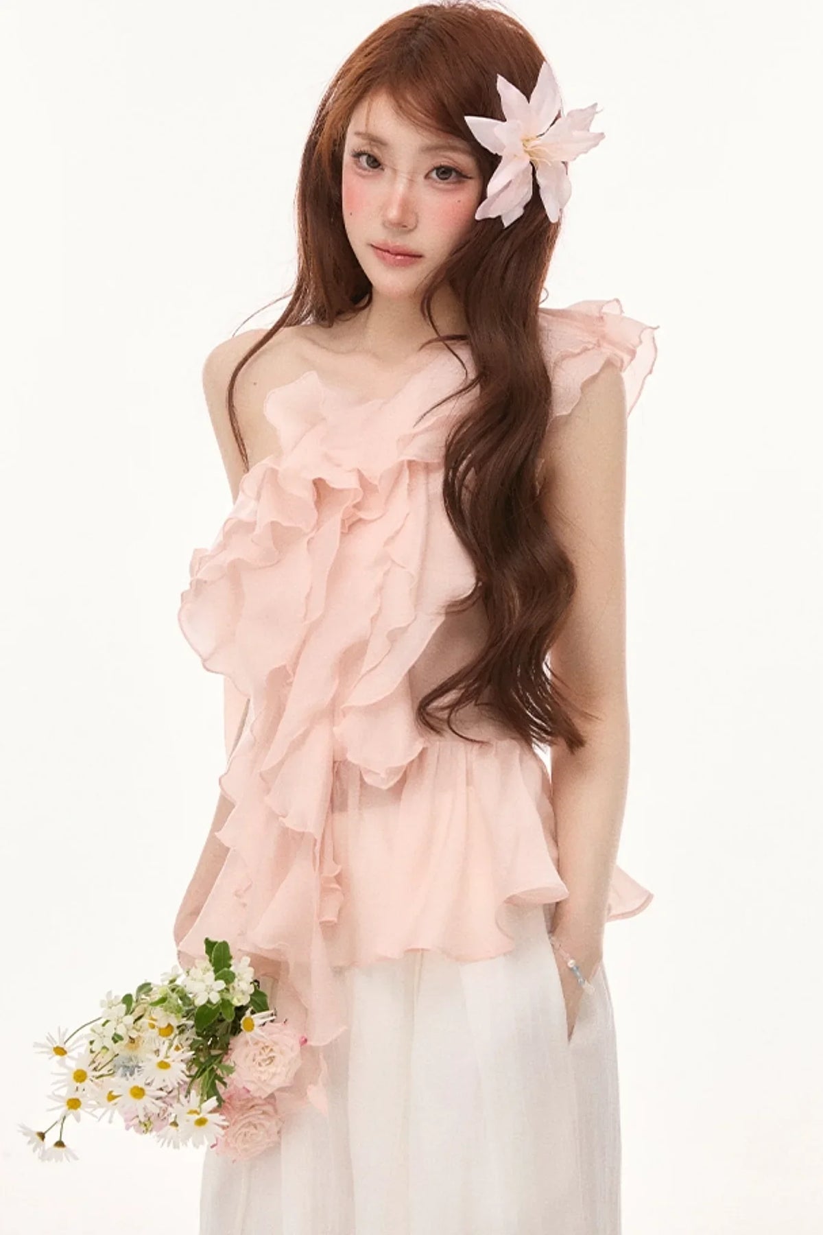Linen Lace Off-Shoulder Top Set-Up