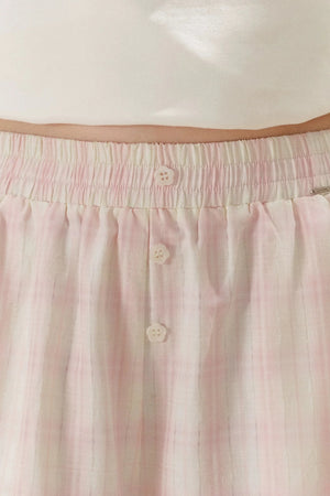 Linen Plaid Wide-Leg Pants
