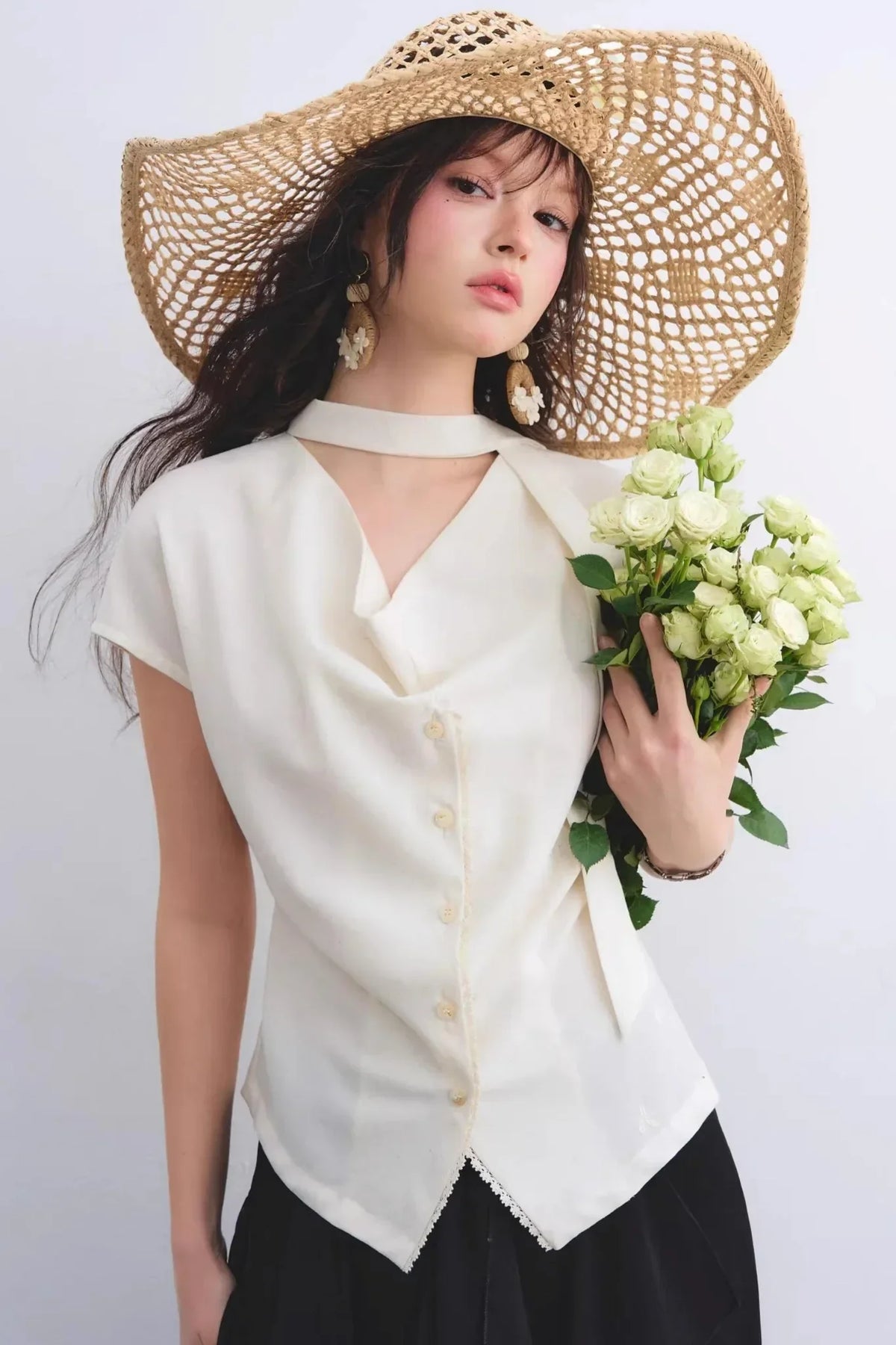 Linen Ribbon Lace Top