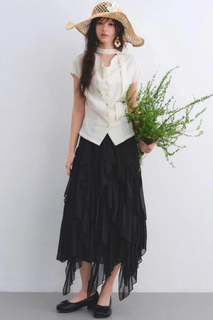 Linen Ribbon Lace Top