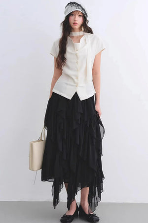 Linen Ribbon Lace Top