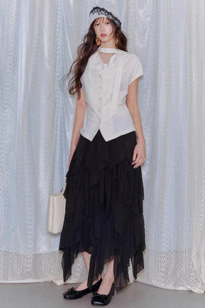 Linen Ribbon Lace Top