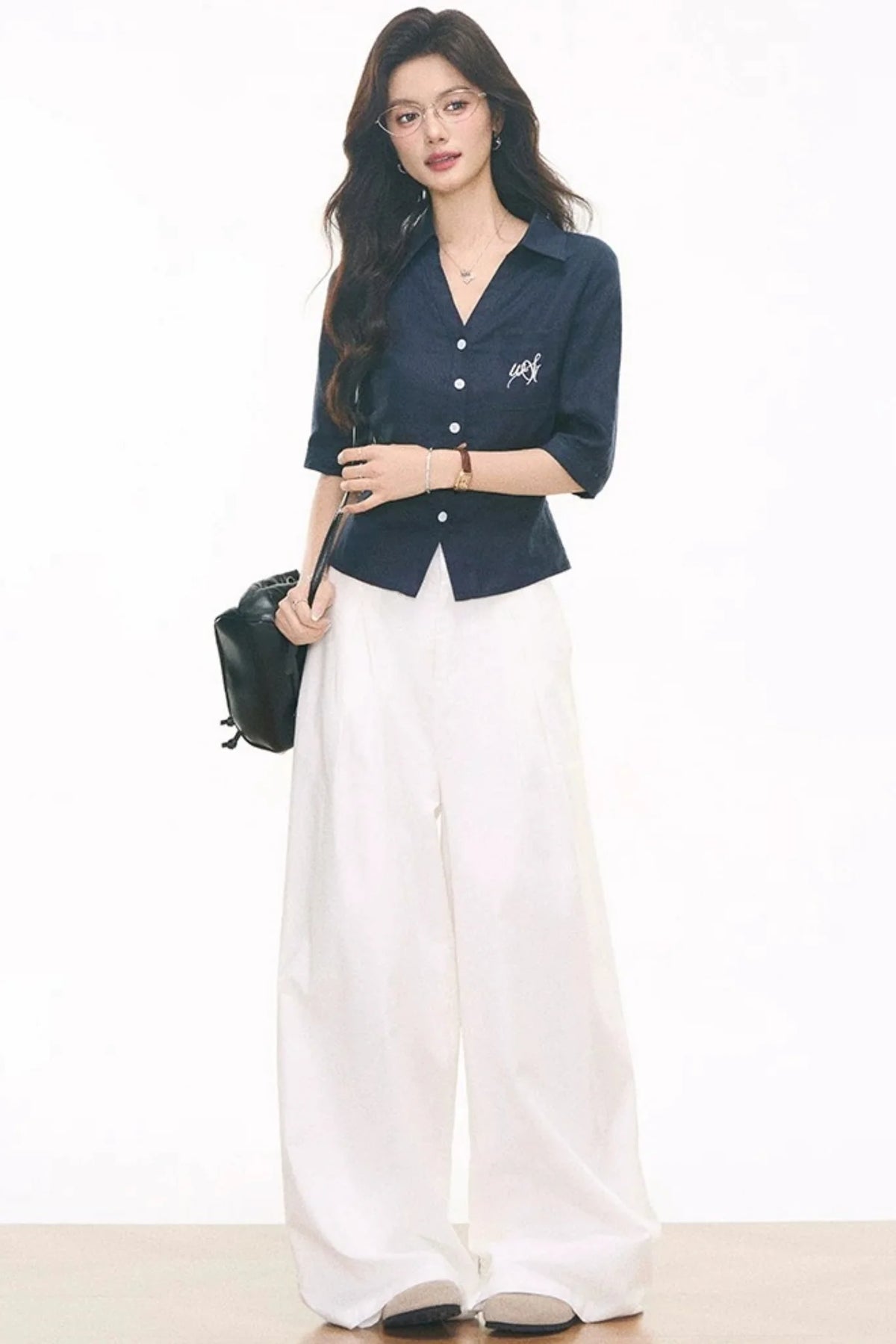 Linen Shirt Skirt Pants Set-Up