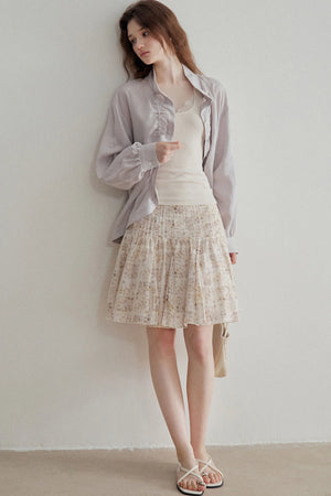Linen Tencel Pleated Blouse