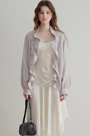 Linen Tencel Pleated Blouse