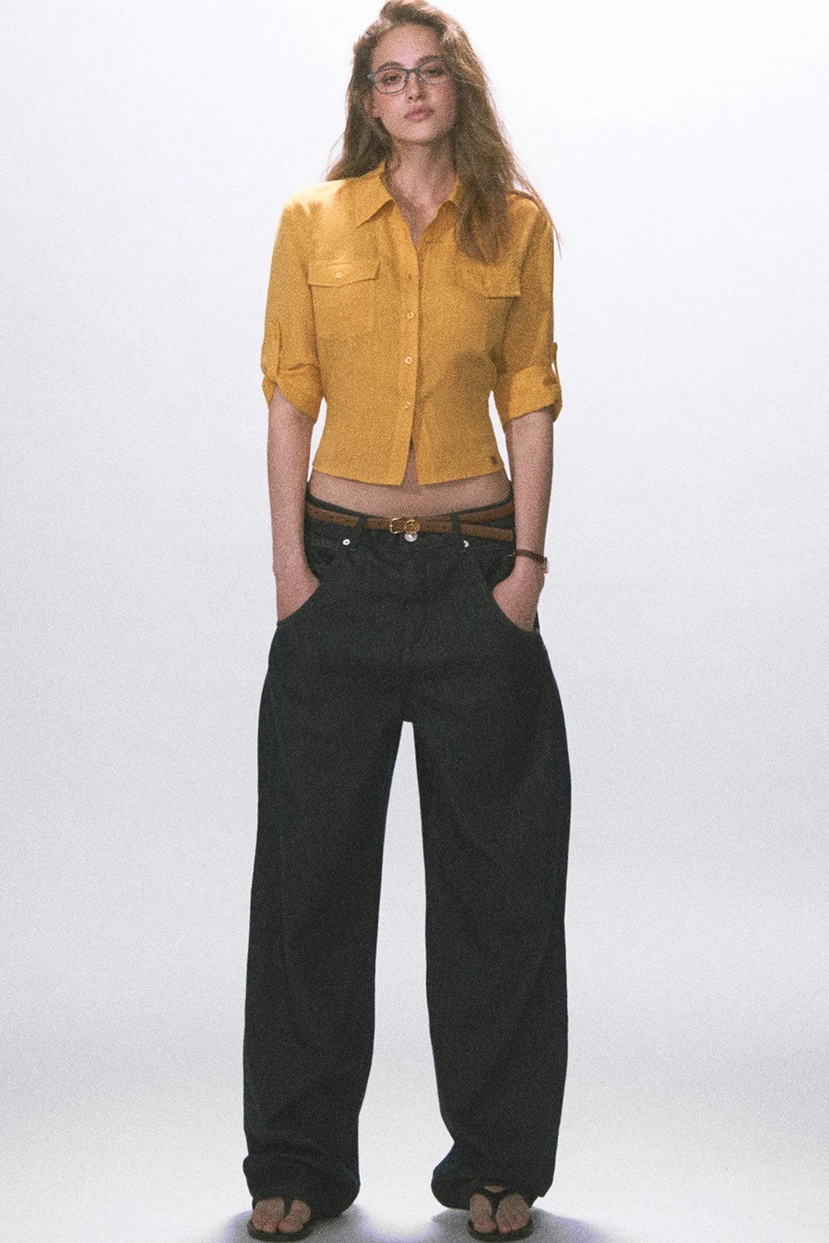Linen Waist-Cinching Blouse