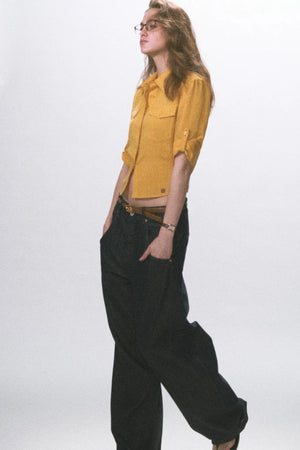 Linen Waist-Cinching Blouse