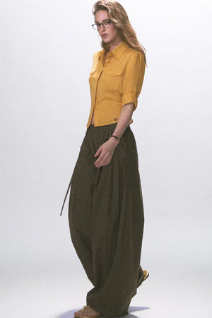 Linen Waist-Cinching Blouse