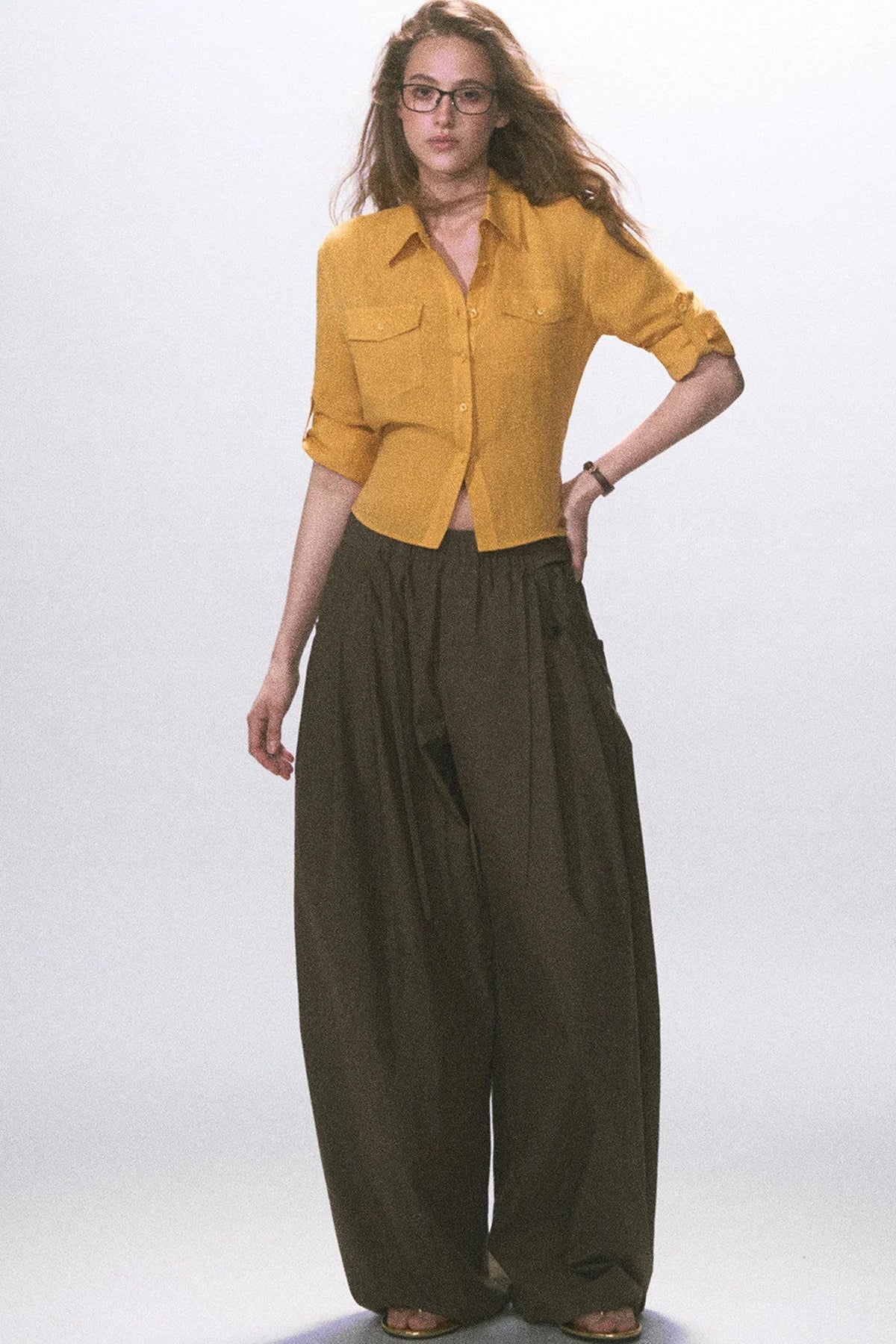 Linen Waist-Cinching Blouse
