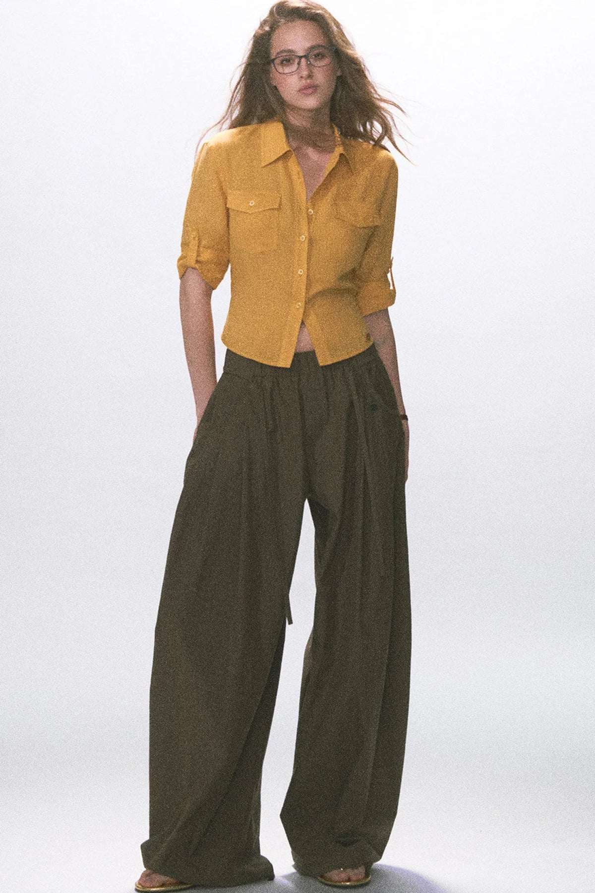 Linen Waist-Cinching Blouse