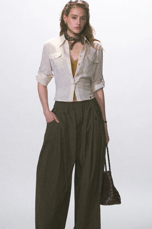 Linen Waist-Cinching Blouse