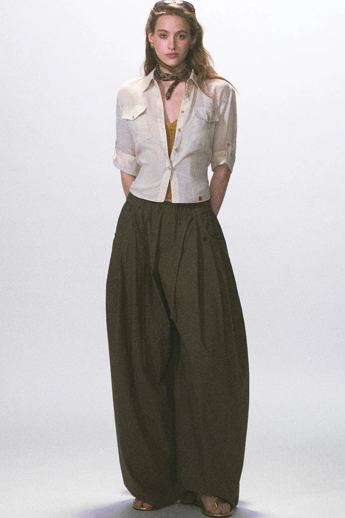 Linen Waist-Cinching Blouse