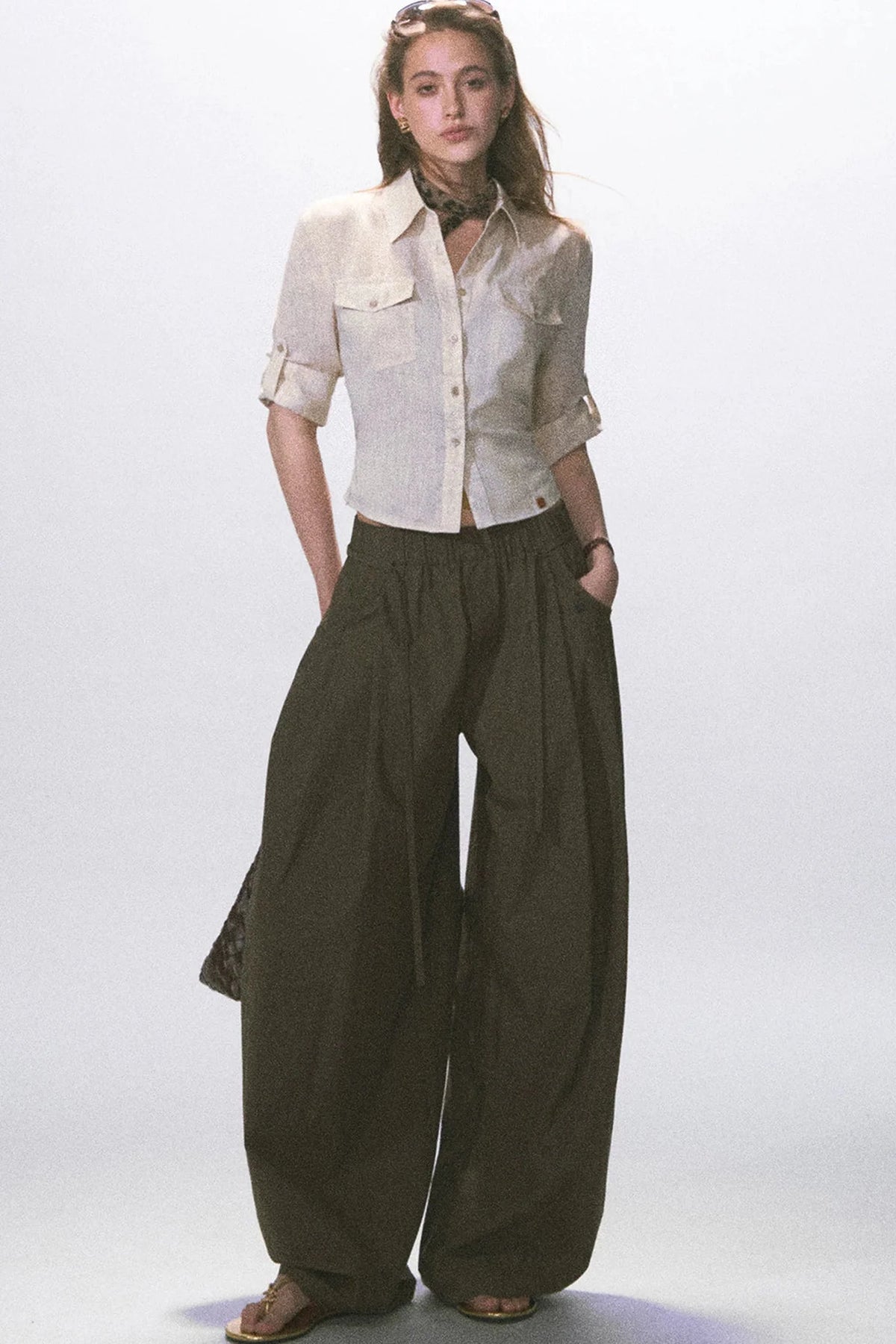 Linen Waist-Cinching Blouse