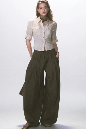 Linen Waist-Cinching Blouse