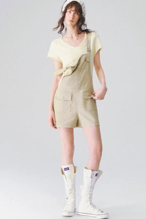 Linen Workwear Short Overalls