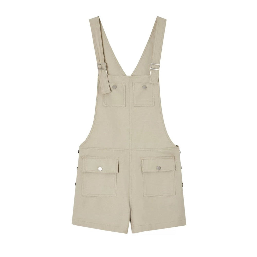 Linen Workwear Short Overalls
