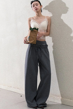 Liquid Cotton Ruffle Wide-Leg Pants