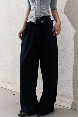 Liquid Cotton Ruffle Wide-Leg Pants