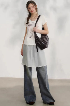 Little Cat Paw Denim Pants