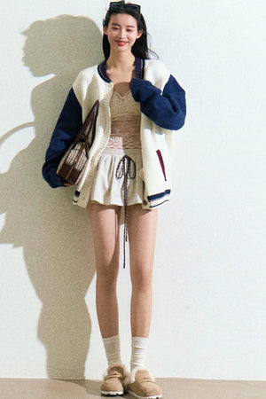 Logo Label Baseball Loose Jacket