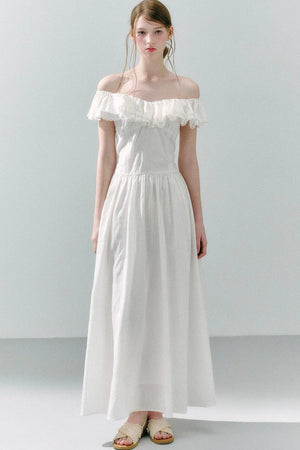 Long Green Linen Blend Dress