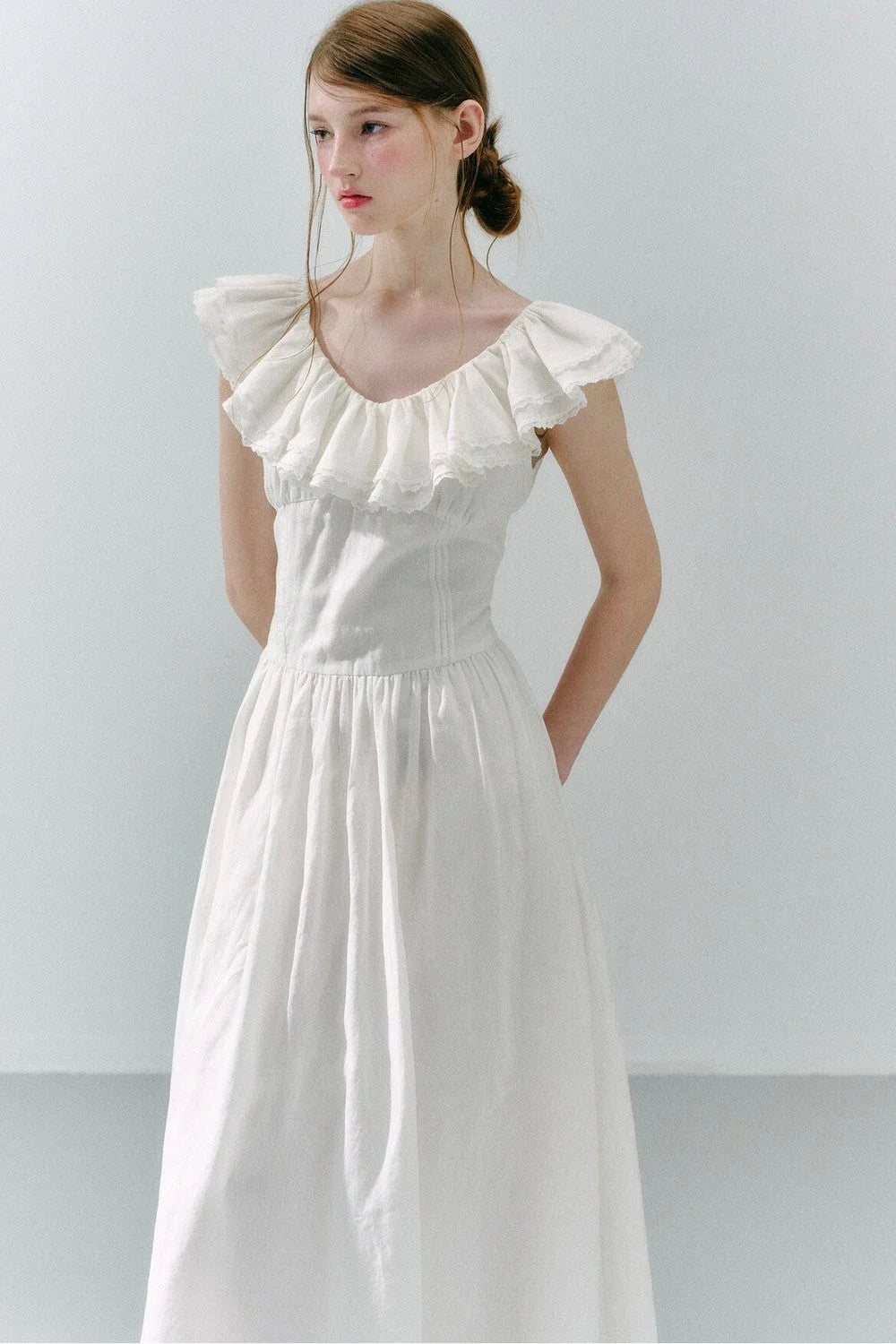 Long Green Linen Blend Dress