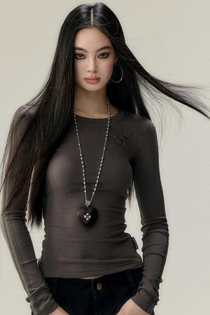 Long Sleeve Lace Panel Top