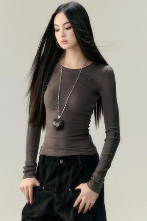 Long Sleeve Lace Panel Top