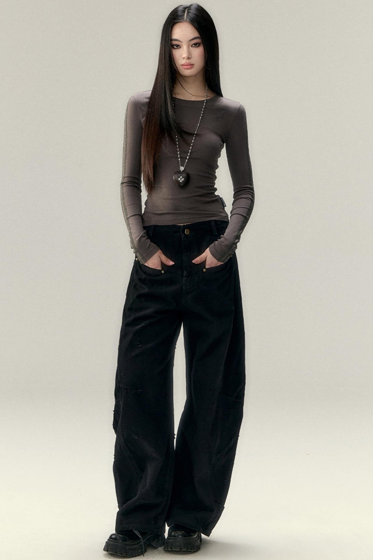 Long Sleeve Lace Panel Top