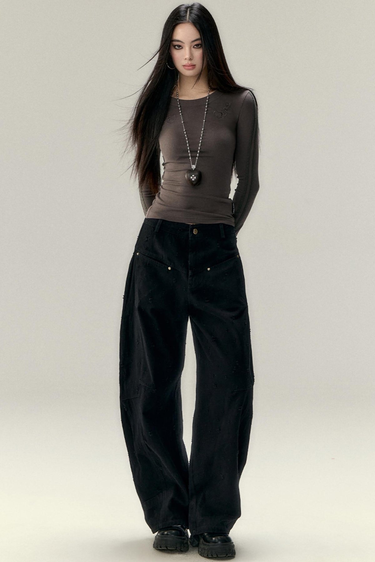 Long Sleeve Lace Panel Top