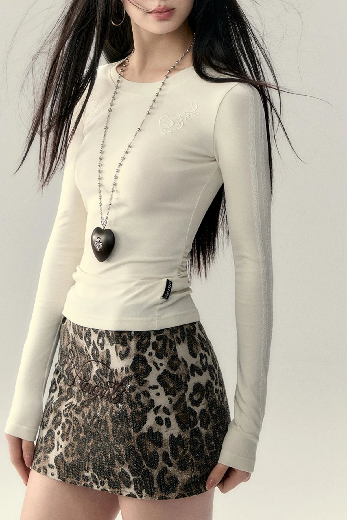 Long Sleeve Lace Panel Top